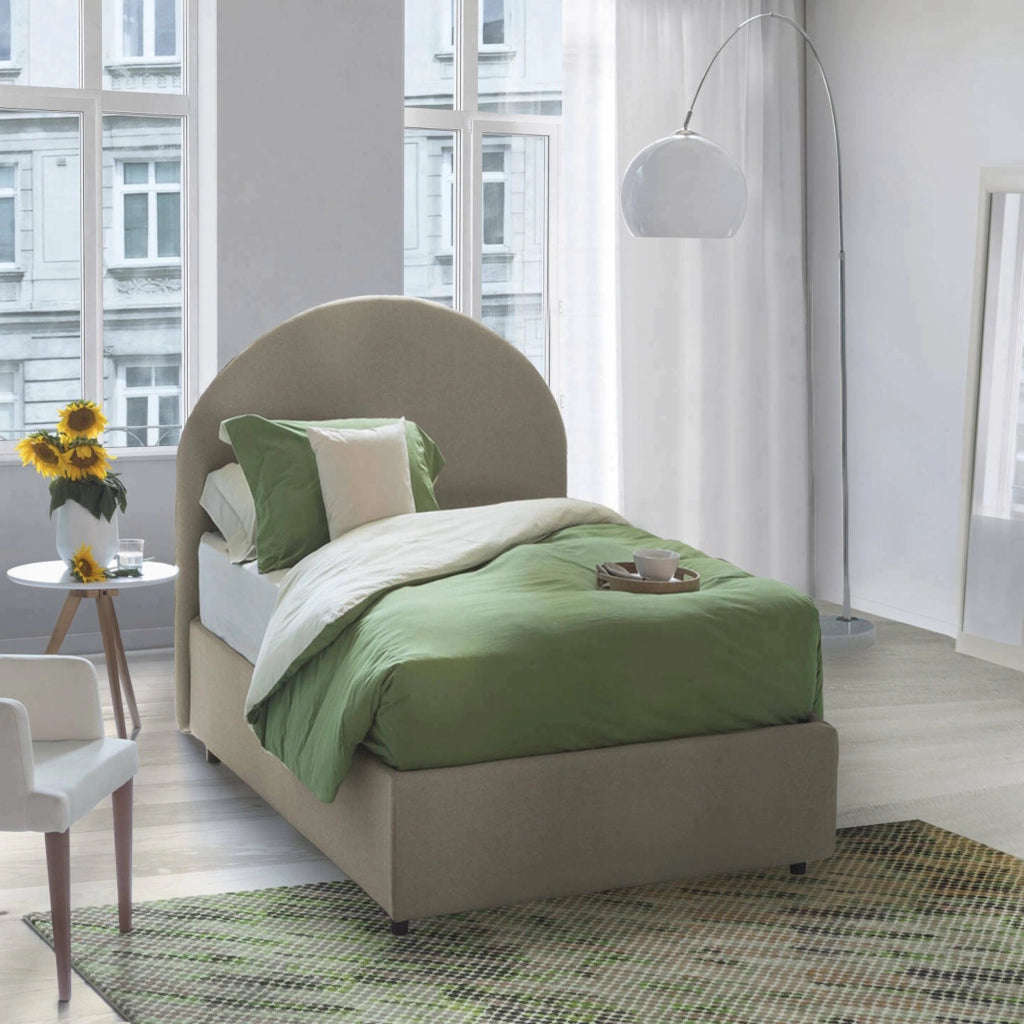 Cirilla, Letto Singolo Materasso Incluso Made in Italy, Grigio Tortora