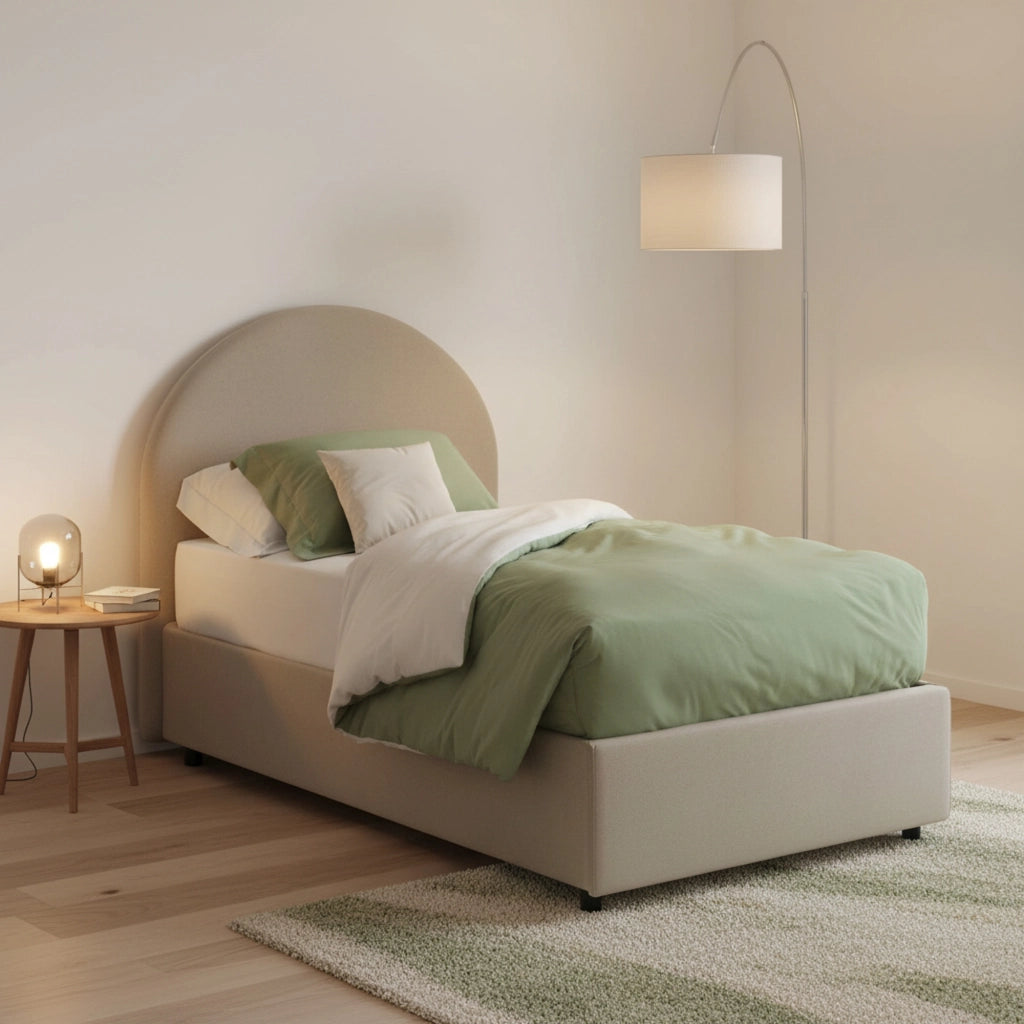 Cirilla, Letto Singolo Materasso Incluso Made in Italy, Grigio Tortora