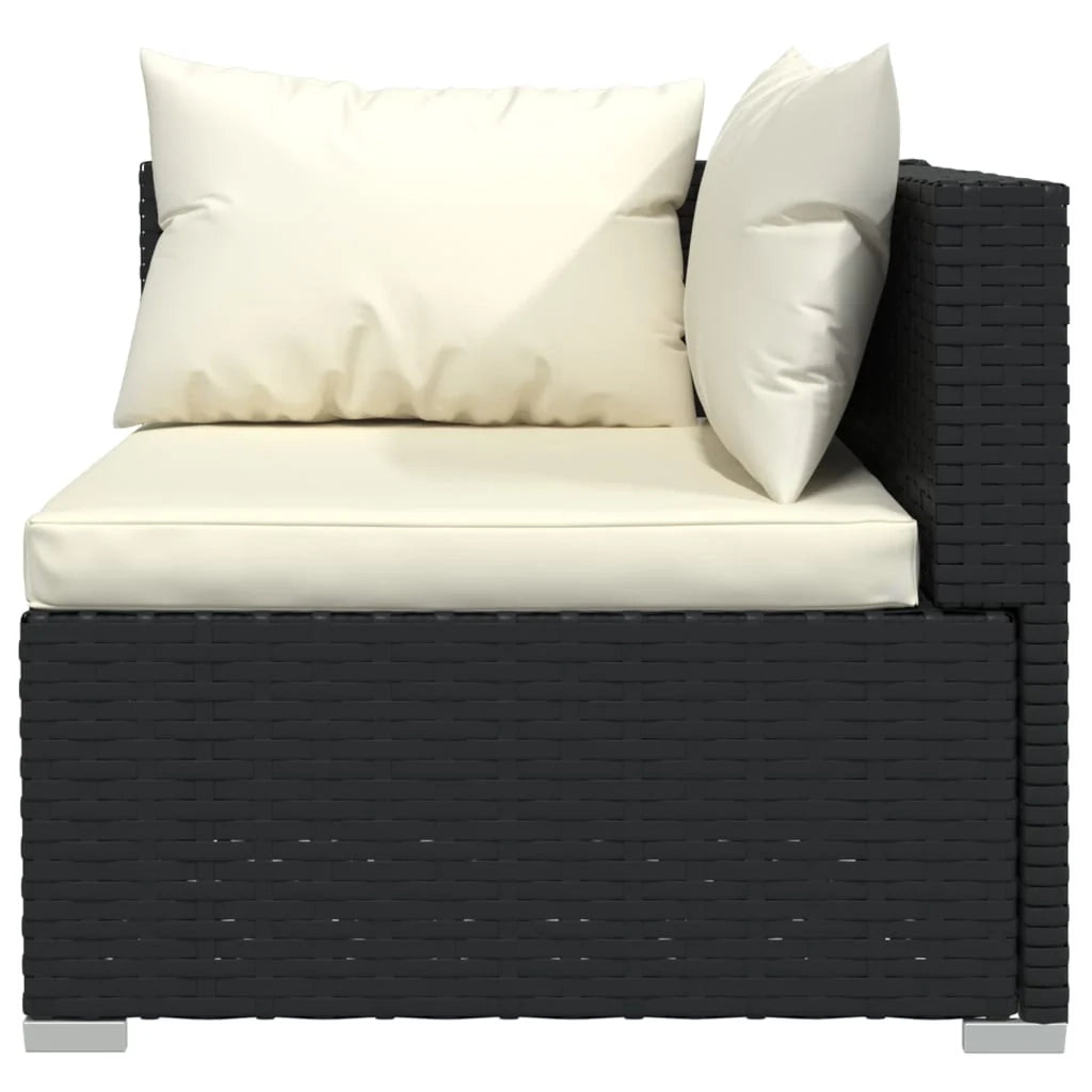 Set di mobili da giardino 11 pz con cuscini in polyrattan nero 02_0015447