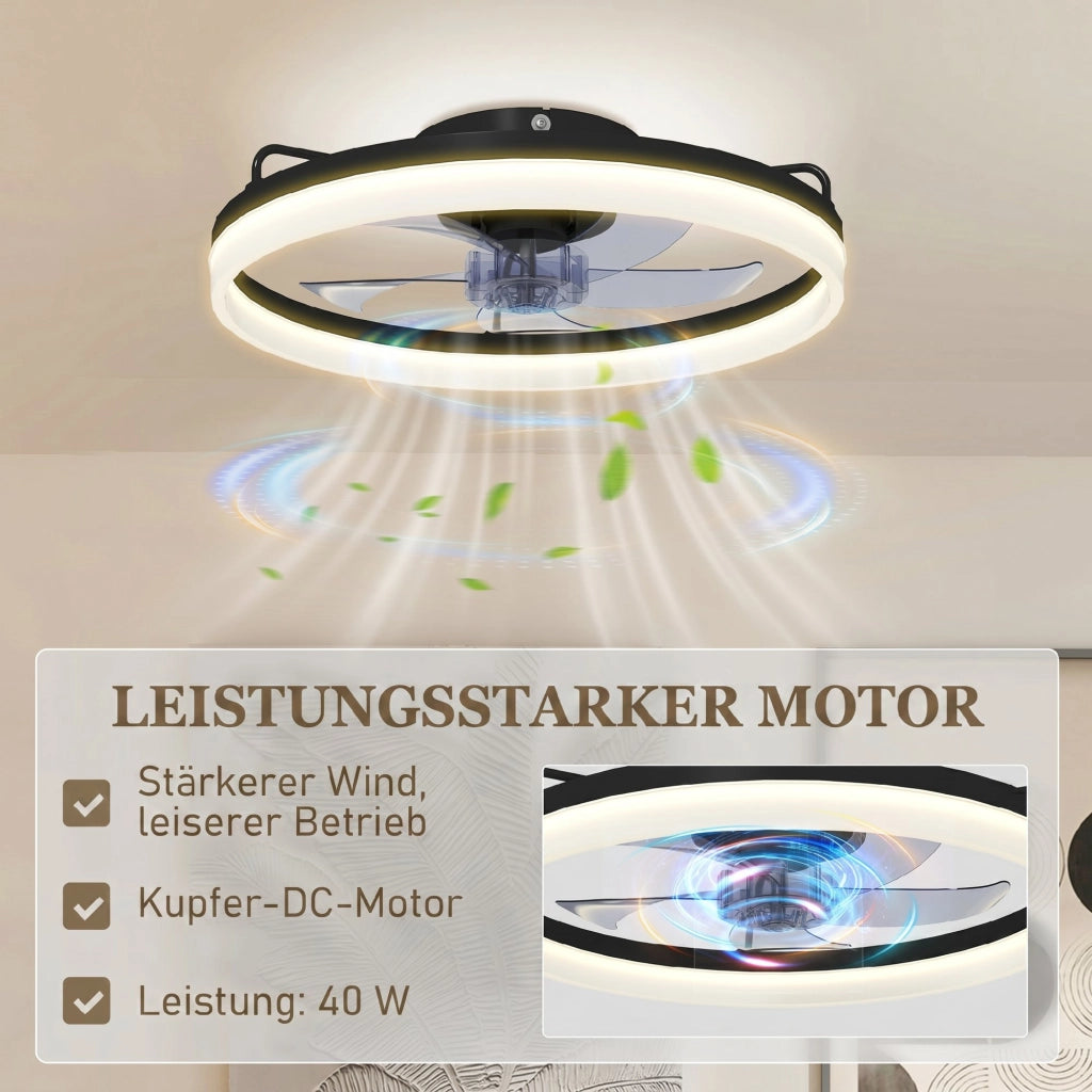 Ventilatore da Soffitto con Luce LED e Telecomando ¨C zephmum ¨C 50 cm, 3 Colori, 6 Velocit¨¤, Timer