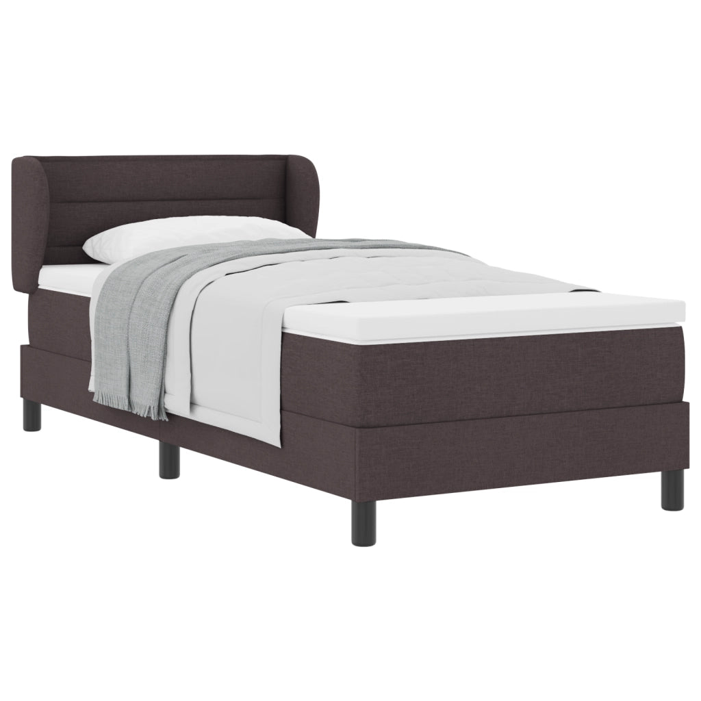 Letto Box Spring  con Materasso - Marrone Scuro, 80x200 cm, Tessuto