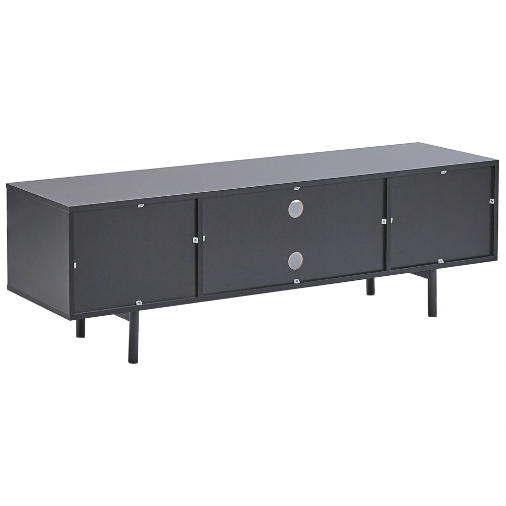 Porta TV in legno chiaro e truciolare Nero fino a 60ʺ con 2 ante in stile industriale