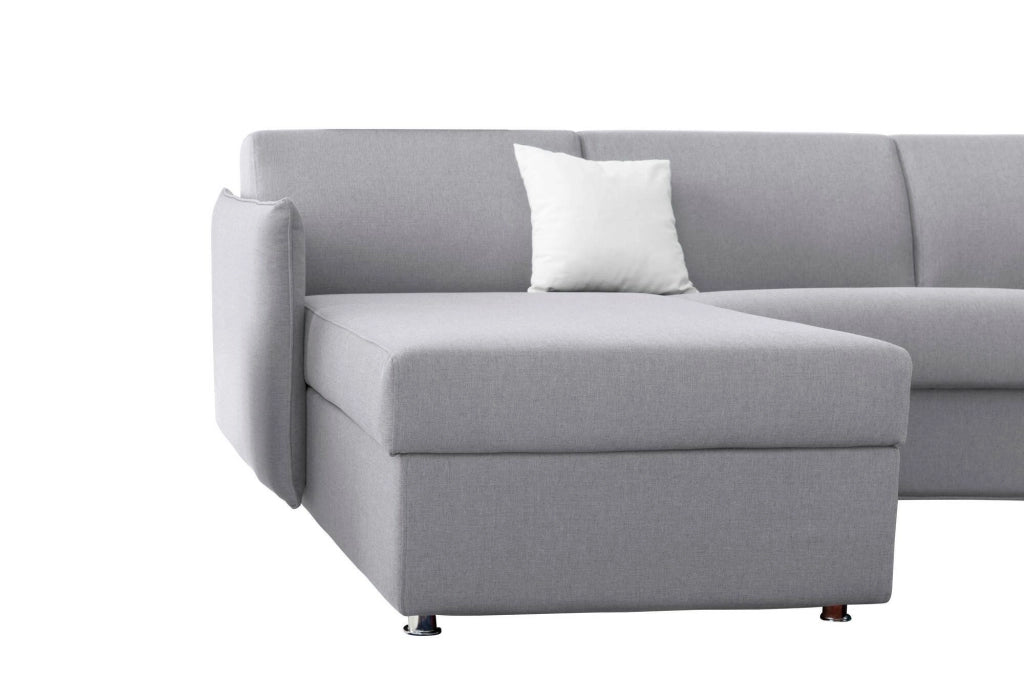 Sumirago, Divano Letto con Penisola Sfoderabile Made in Italy, 260x160 cm Grigio
