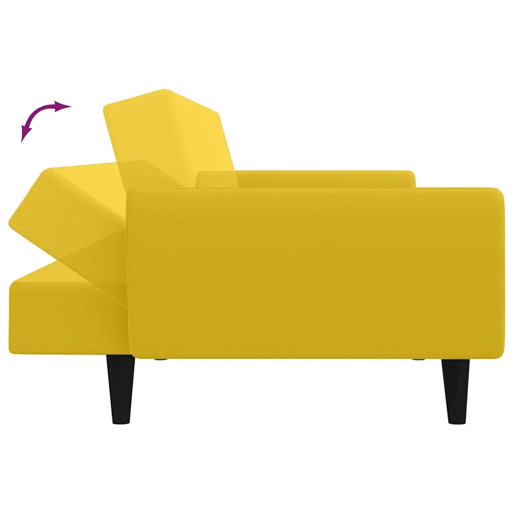 Divano Letto a 2 Posti Giallo in Velluto 375864