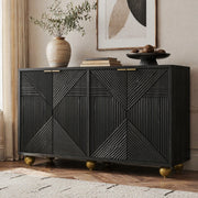Credenza a 4 ante con ripiani interni regolabili; MDF; nera; 120x35x71;5 cm