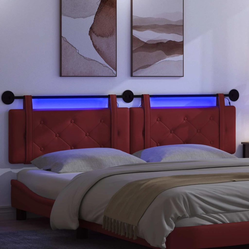 Testiera sospesa Con luce LED Rosso Vino Similpelle