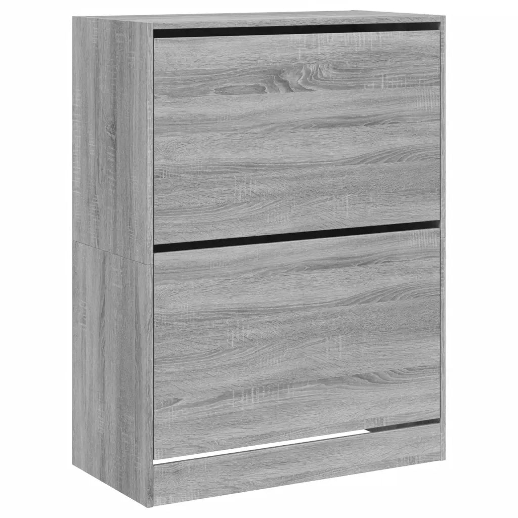 Scarpiera 2 Cassetti Ribaltabili-Scaffale per scarpe Grigio Sonoma 80x42x108 cm