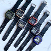 Trade Shop - Orologio Da Polso Zcc Wr10m Digitale Crono Luce Sport Vintage Cinturino Plastica - Rosso