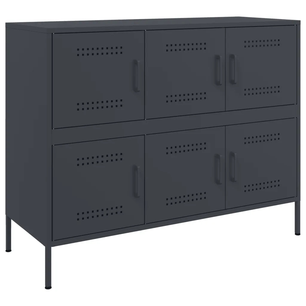 Credenza | Madia | Buffet da pranzo | Armadio da pranzo Antracite 100,5x39x79 cm in Acciaio