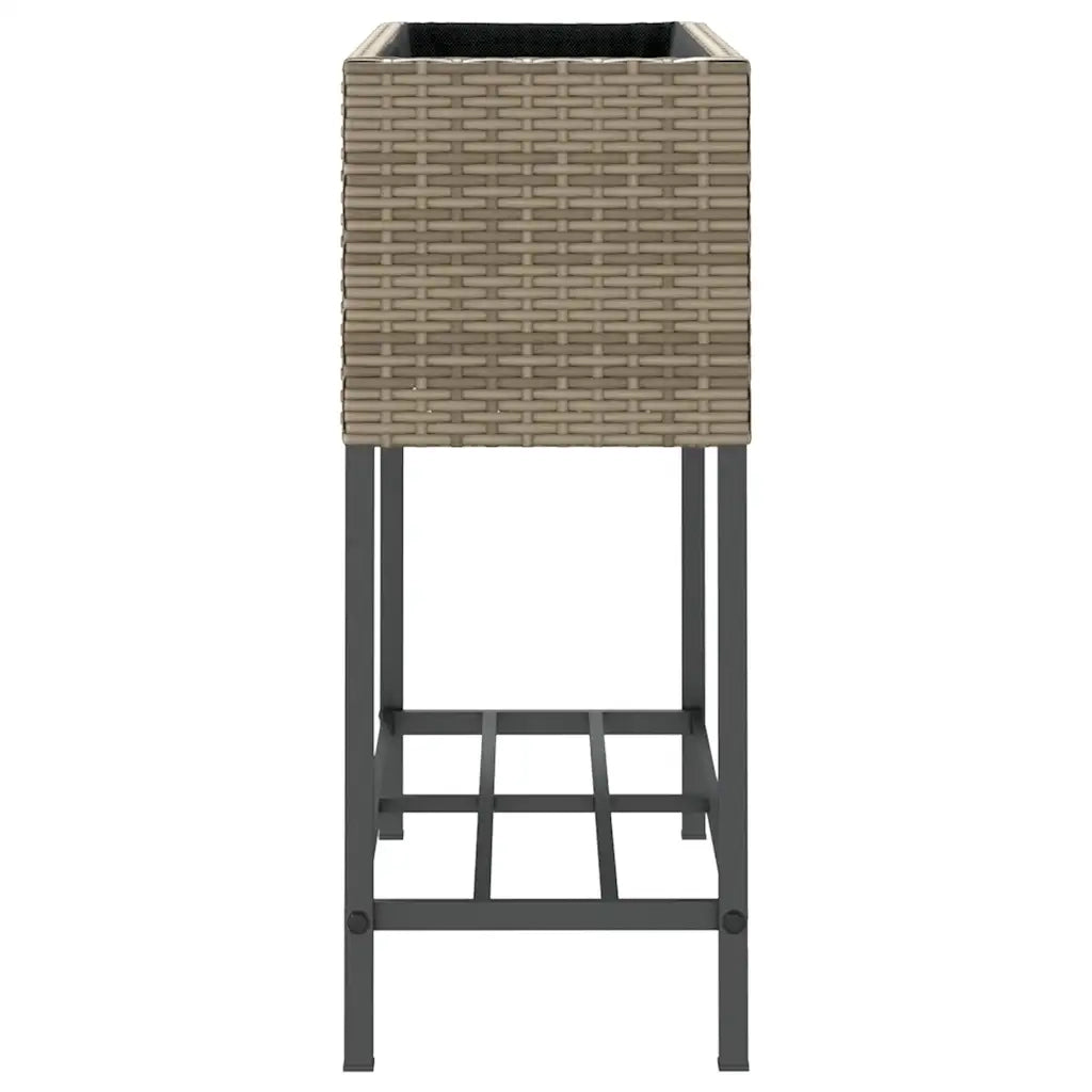 vidaXL Fioriera da Giardino con Ripiano Grigia in Polyrattan