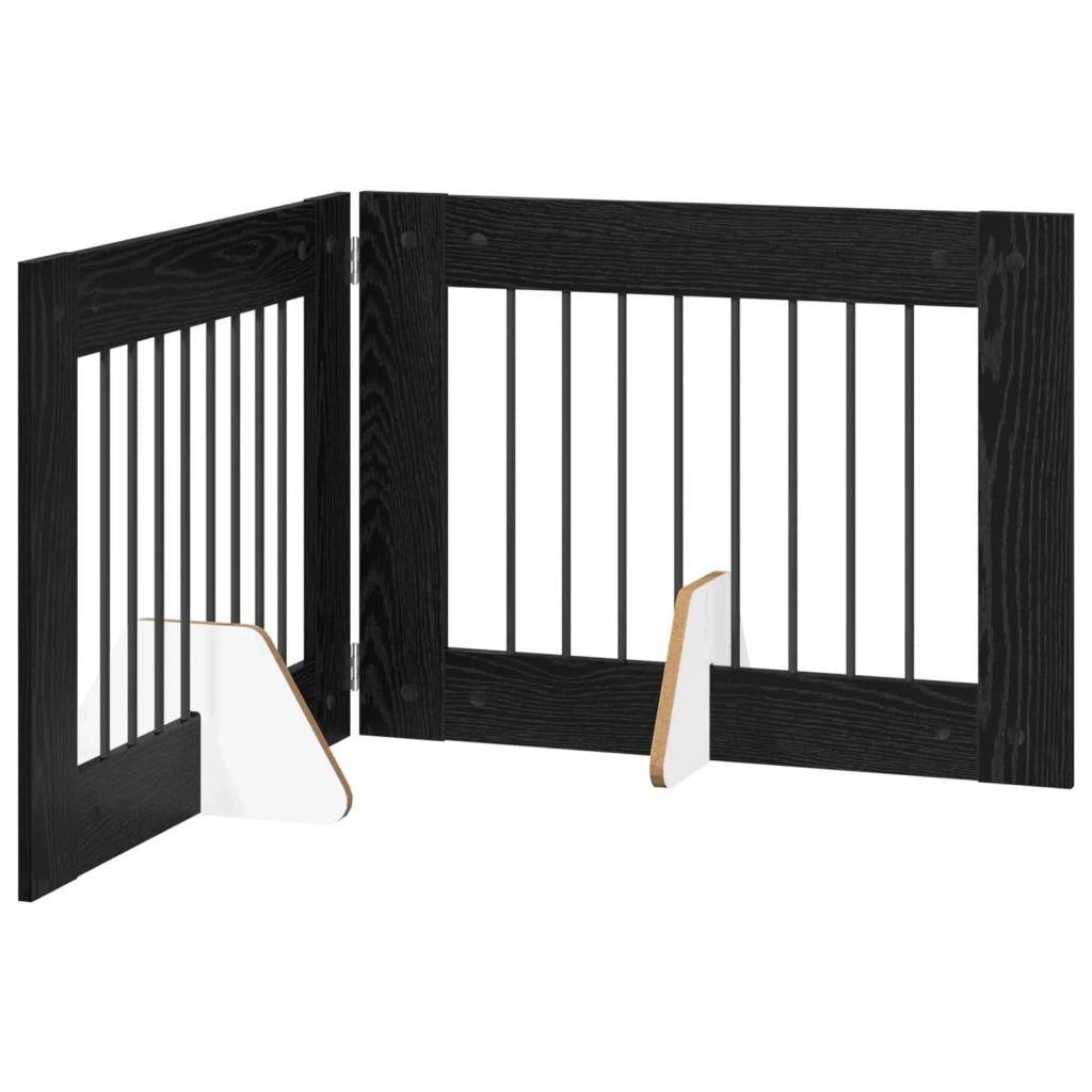 Cancello per cani con supporti 2 pz Rovere Nero 80 x 60 cm CFW6482870