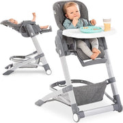 Culla Reclinabile per Bambini Grow Up - Sedile Alto con Funzione di Luce e Altezza Regolabile - Adatto per Bambino e Allattato - Grigio Misto