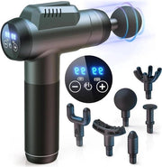 Massagista Professionale con 6 Testine - 99 Velocità - Percussione Intensa - Touchscreen LCD - Apparecchio per Massaggio Manuale - 6 Testine di Massaggio - Riduzione del Dolore Muscolare e Relax - Grigio