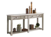 Bancone 4 cassetti 1 ripiano shabby grigio in legno massello 200x50x90 - Mobili 2G
