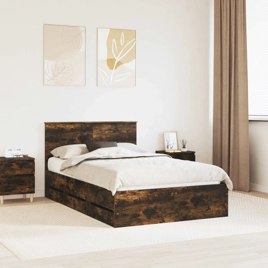 Struttura del letto con cassetto Rovere fumé 120 x 190 cm