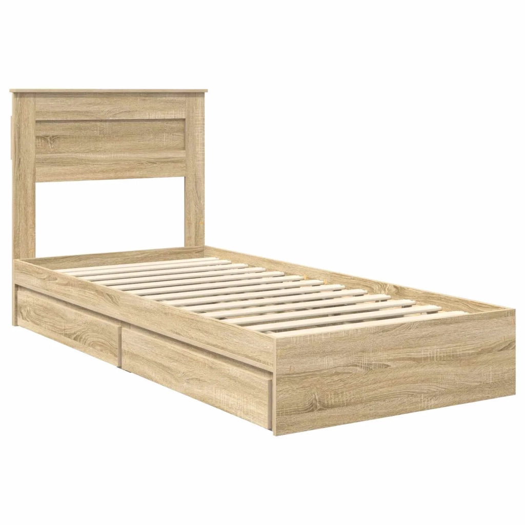 Letto con Contenitore con testiera Rovere Sonoma 100 x 200 cm