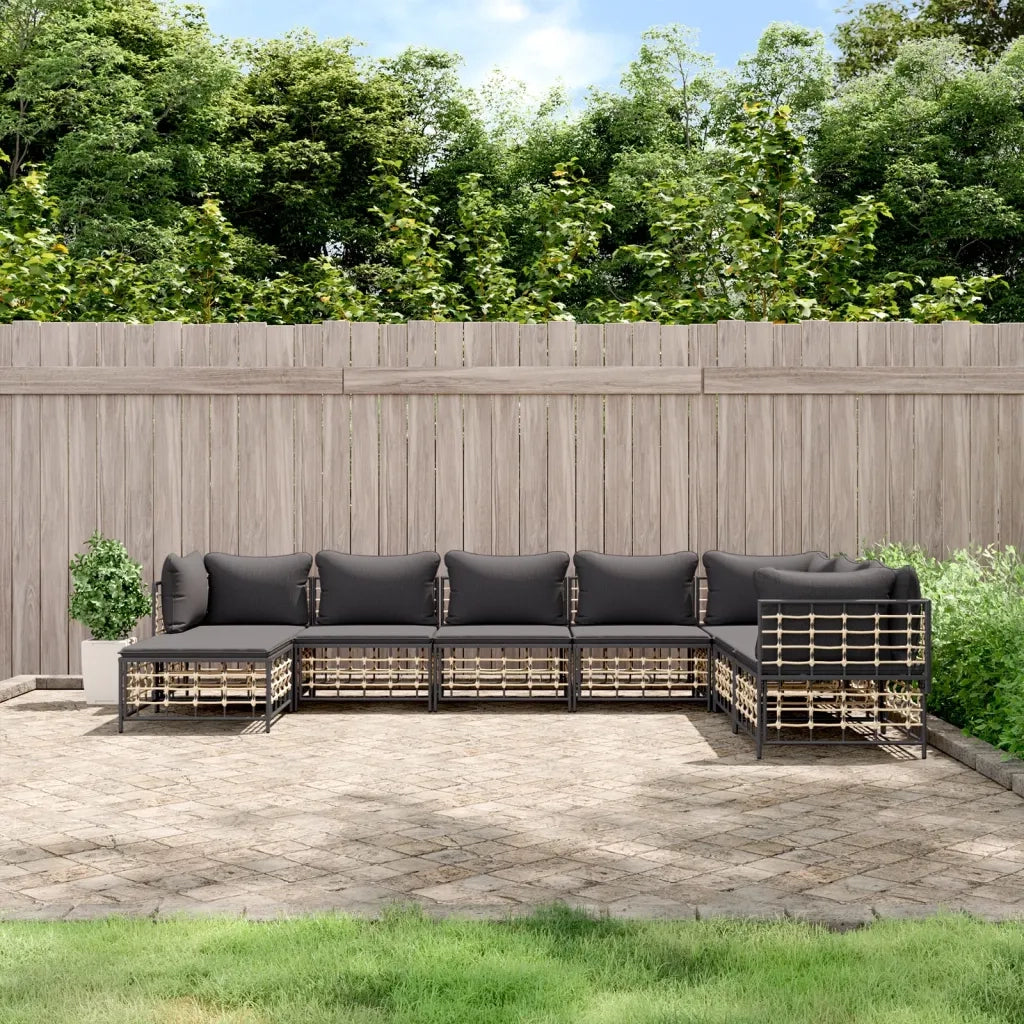 Set Divani da Giardino 8 pz con Cuscini Antracite in Polyrattancod mxl 100548