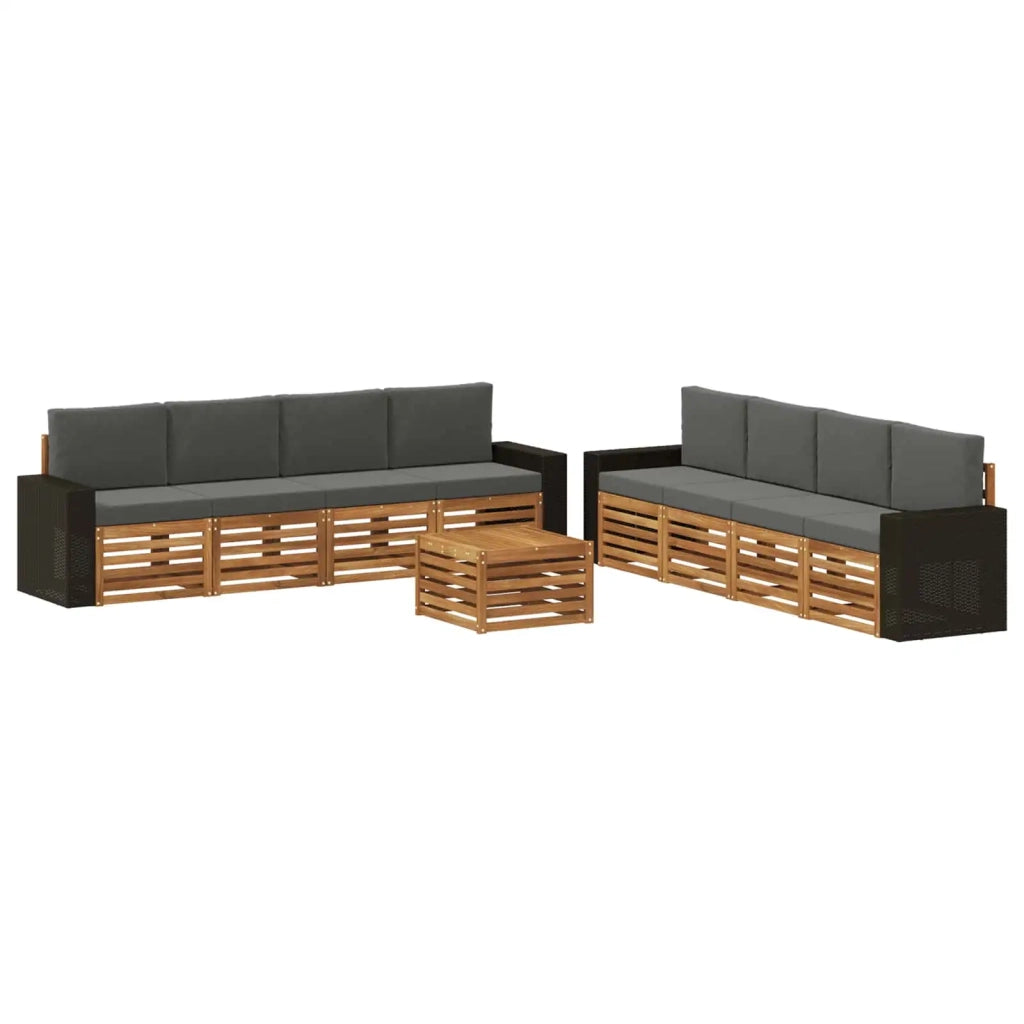 Set di divani da esterno 9 pz Naturale e Antracite 3384183