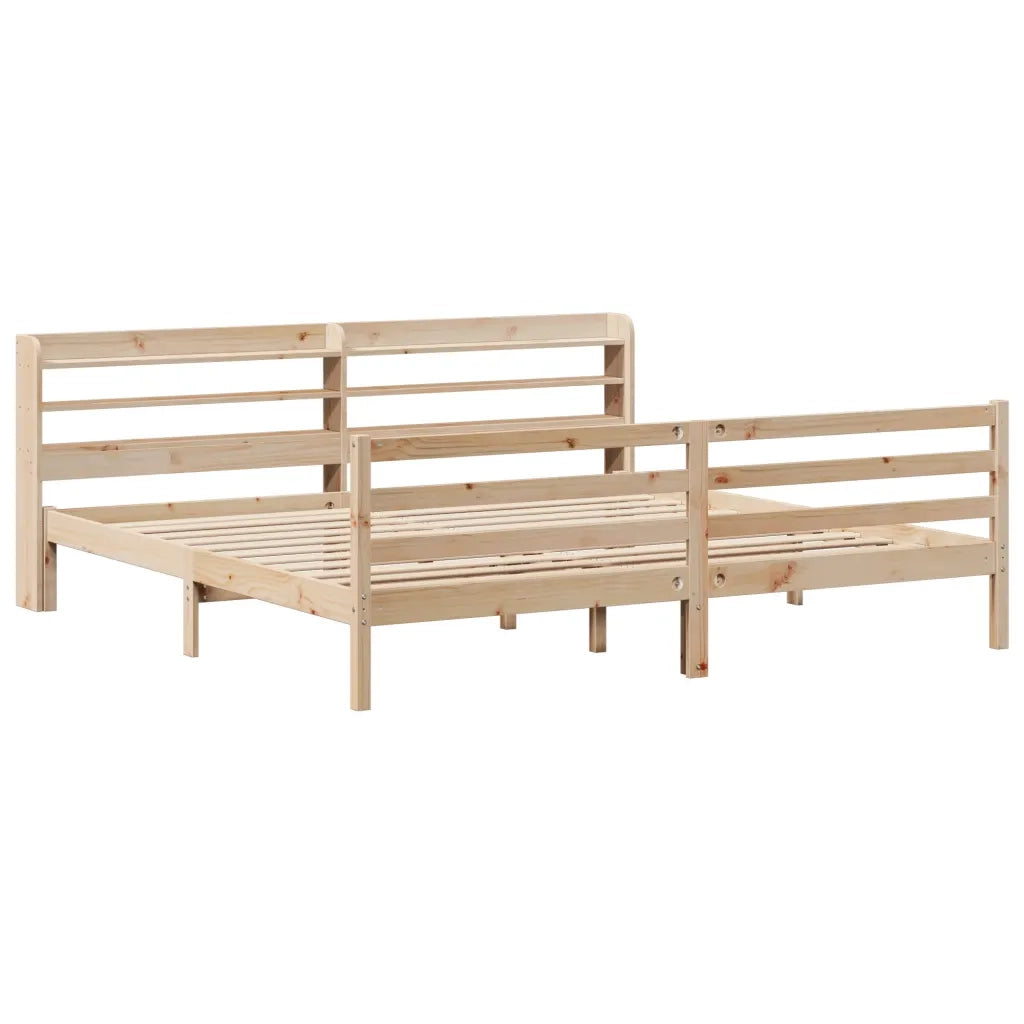 Giroletto con Testiera-Struttura Letto con testiera 200x200 cm in Legno Massello di Pino 165777