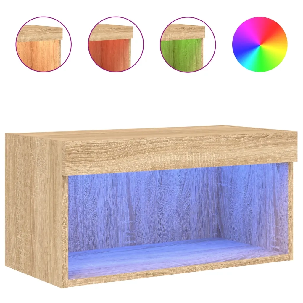 Mobile Porta TV con Luci LED-Mobile per TV-Credenza TV Rovere Sonoma 60x30x30 cm