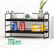 Organizzatore per ufficio a doppio livello in legno con design moderno e design versatile, display per erbe libero, display per ufficio e scuola, contenitore per opere in due livelli nero, ripiano per caffè.