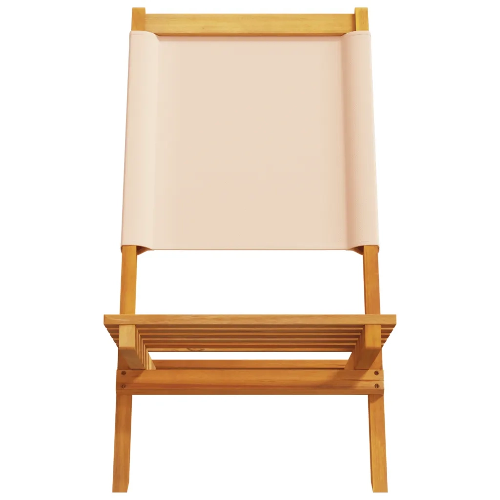 Sedie da Giardino Pieghevoli 8pz Beige Tessuto e Legno Massello 3214648
