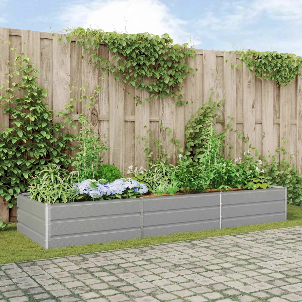 Fioriera | Cassetta per fiori | Vaso Grigio chiaro 290 x 100 x 45 cm Acciaio zincato