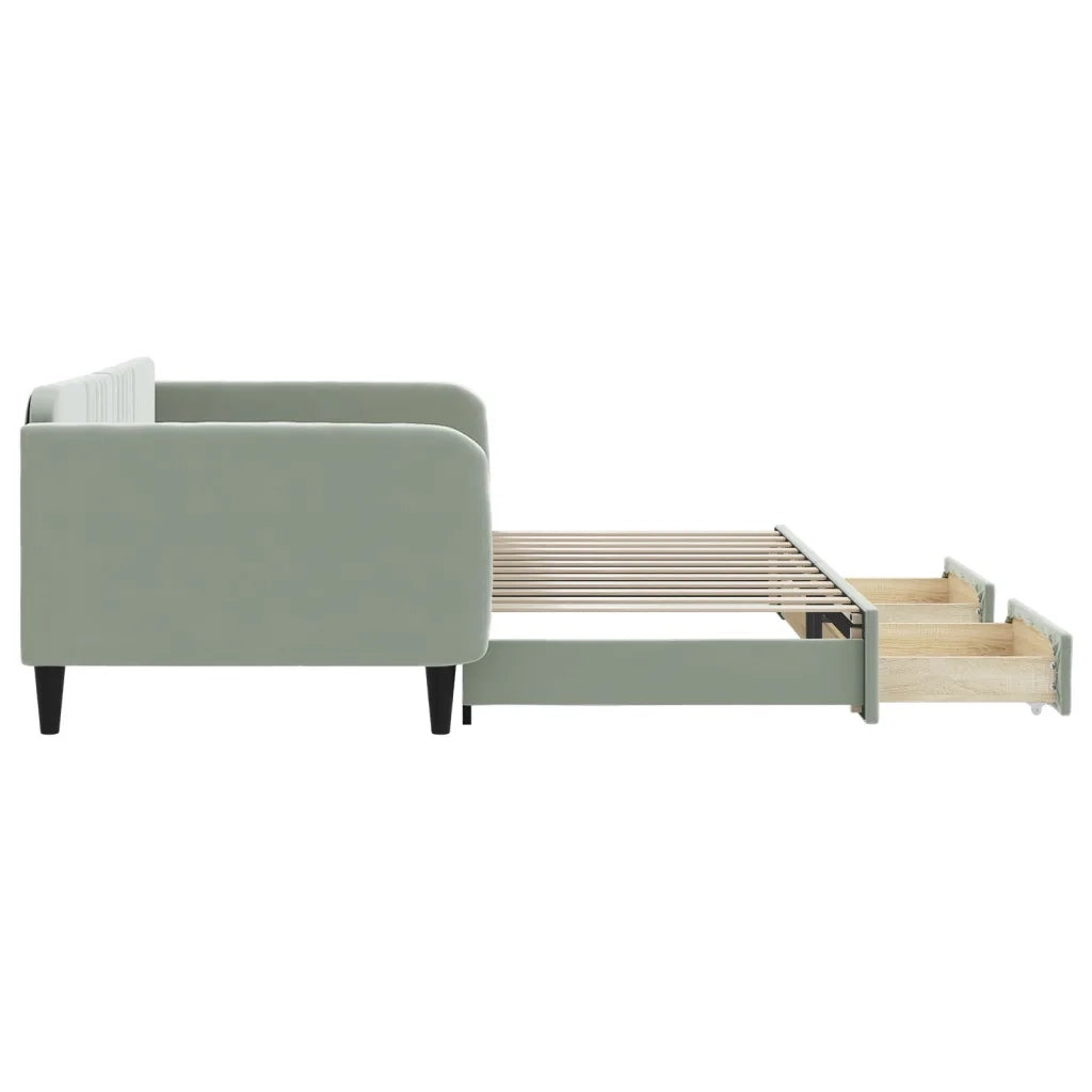 Divano Letto Estraibile Cassetti Grigio Chiaro 100x200 Velluto