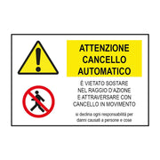 Cartello in alluminio attenzione cancello automatico