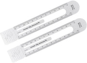 Due Stuks Linea Aluminio - Strumento di Misura per Disegno e Misura con Clip Metallica. Ideale per Ufficio o Aula. Duraturo e Preciso - 12cm, Color Argento.