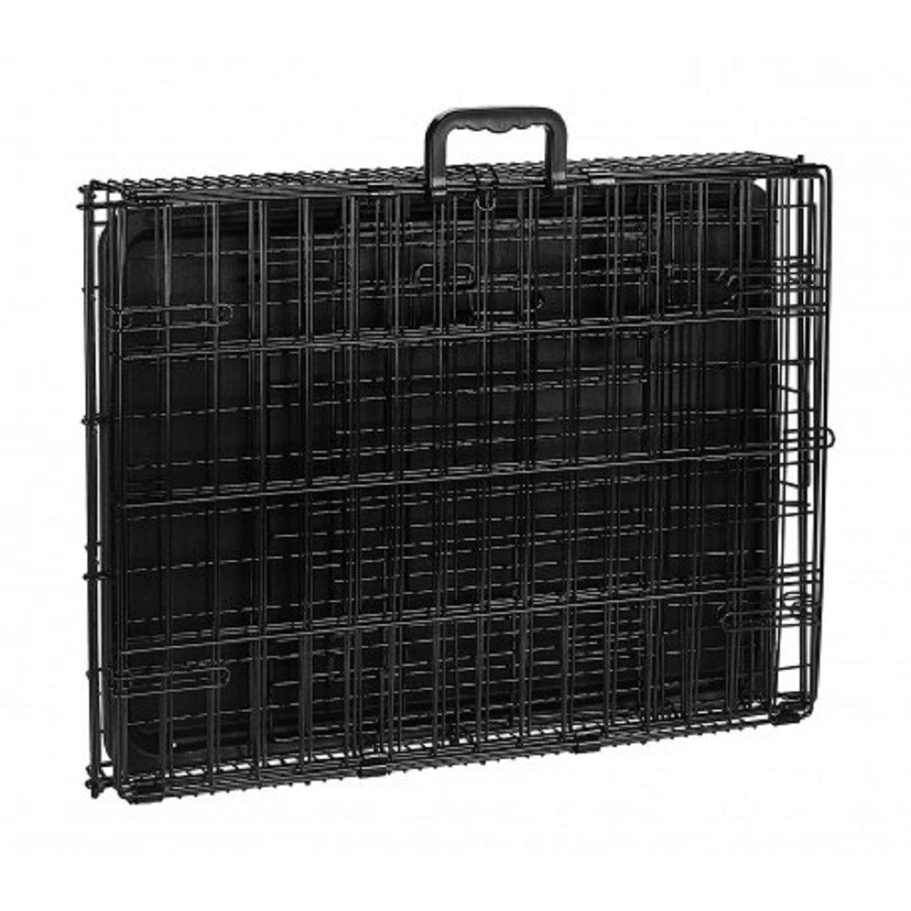 Trade Shop - Gabbia Per Cani Cane In Metallo Nero 96 X 84 X 64 Cm Per Trasporto Con Ruote -