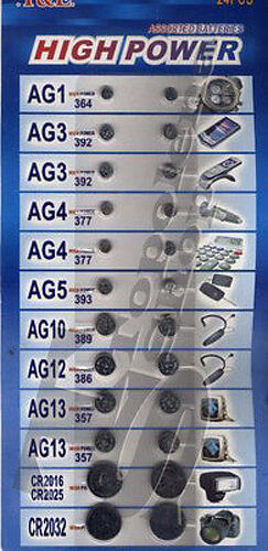 24 BATTERIE PILE A BOTTONE A LITIO AG1 AG3 AG4 AG5 AG10 AG1 CR2016 CR2025 CR2032