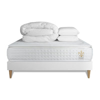 Pacchetto letto completo - Materasso 160x200cm + Box spring con doghe (kit) + 2 cuscini + Piumino - Vingt-Quatre PLUS
