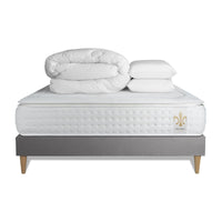 Pacchetto letto completo - Materasso 160x200cm + Box spring con doghe (kit) + 2 cuscini + Piumino - Vingt-Quatre PLUS