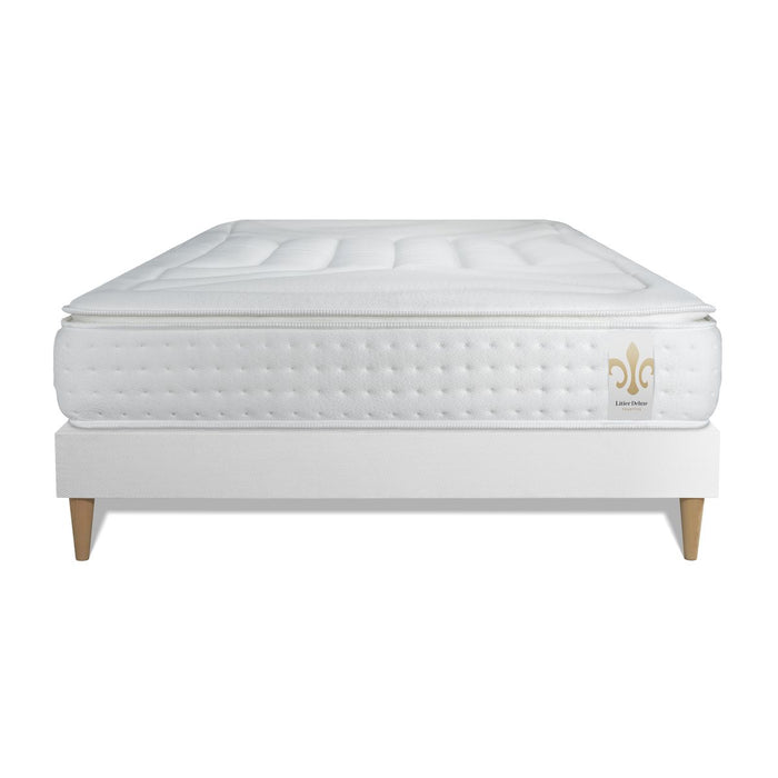 Pacchetto letto completo - Materasso 160x200cm + Box spring con doghe (kit) + 2 cuscini + Piumino - Vingt-Quatre PLUS