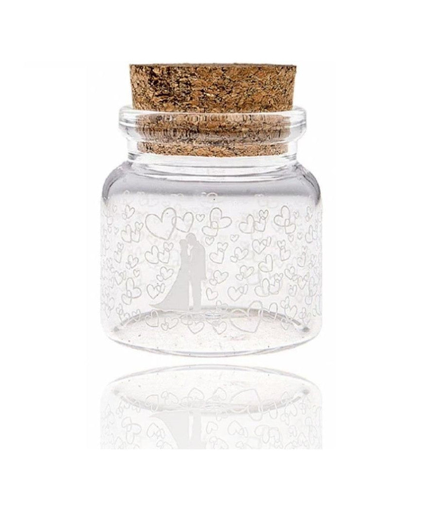 24 Pezzi Bomboniera Bomboniere Ampolla 4.7x5cm Vetro Cuori Porta Confetti Riso         