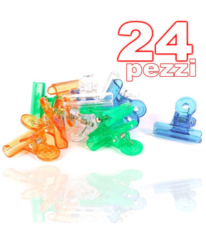 24 Pinze Pinza Fermadocumenti Colorate Molletta Blocca Documenti Carta Clip         