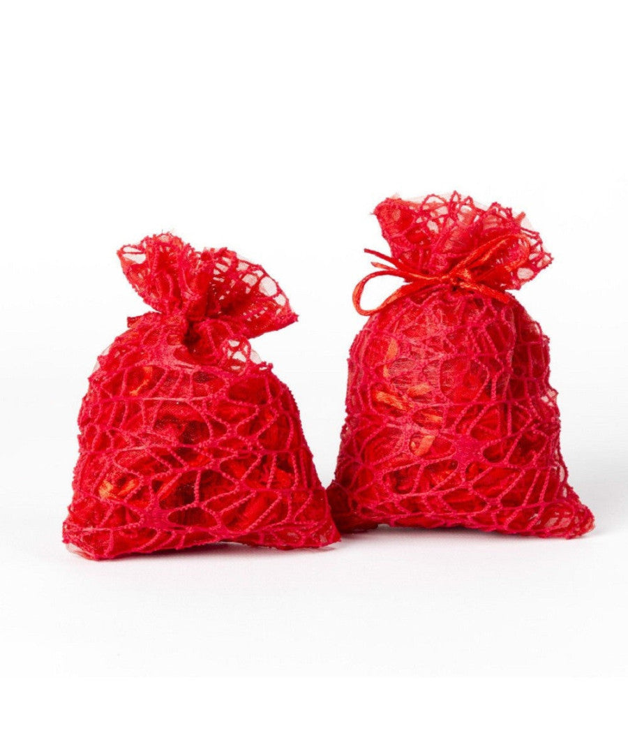 24 Pz. Sacchetti Rete Organza Porta Confetti Matrimonio Battesimo Bomboniera  Rosso       