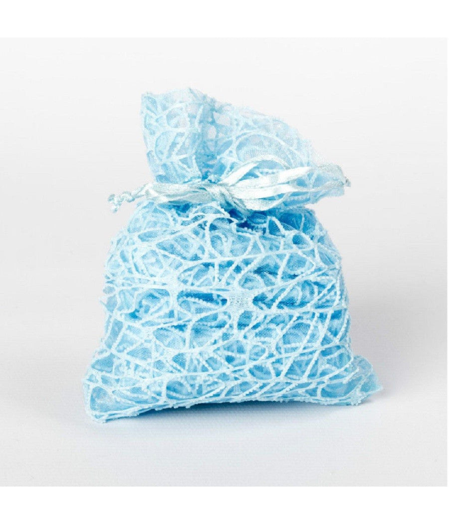 24 Pz. Sacchetti Rete Organza Porta Confetti Matrimonio Battesimo Bomboniera  Celeste       