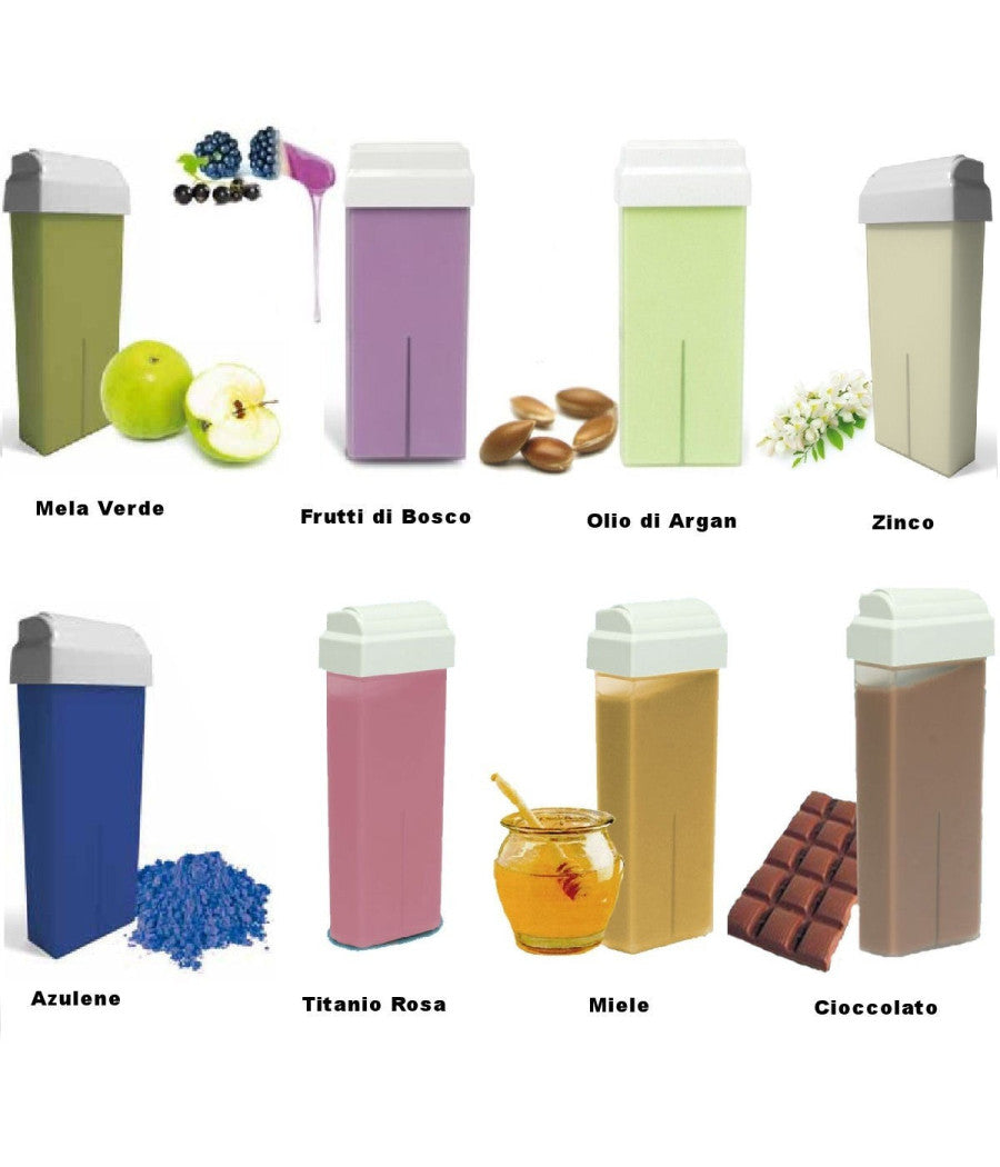 24 Ricariche Rullo Cera Depilatoria Depilia Cartuccia Roll-on Ceretta Strappo         