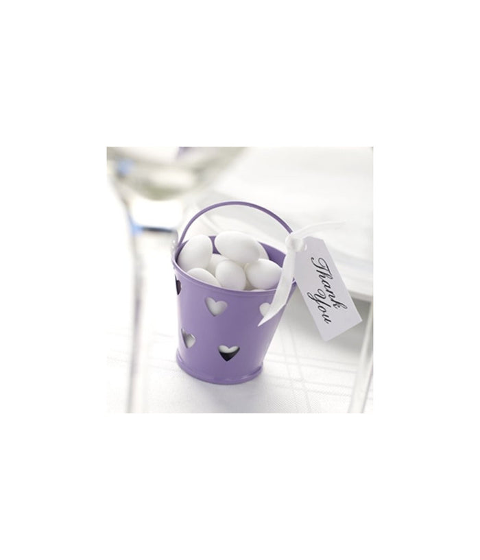 24 X Secchielli Colorati Con Cuori In Latta Verniciata Portaconfetti Bomboniera         