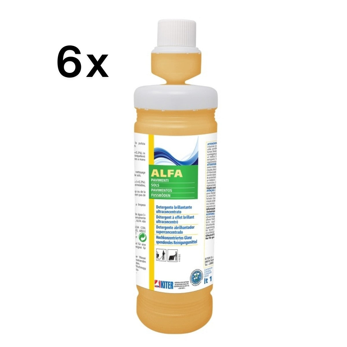 Alfa 6 Pz x 1 L, Detergente Ultraconcentrato Pavimenti Effetto Brillante | Kiter