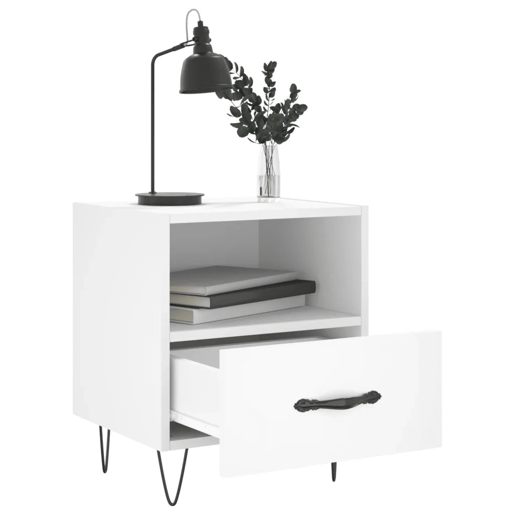 Set di 2 Comodini | Armadio da Notte | Mobiletto da notte Bianchi 40x35x47,5 cm in Legno Multistrato