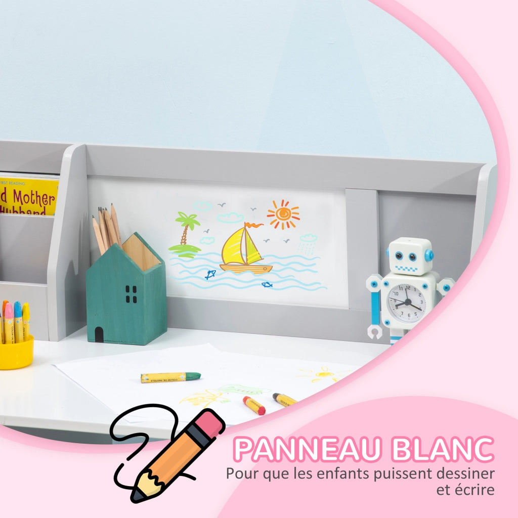 Tavolo da pranzo per bambini con lavagna ¨C zephmum ¨C 90x45x85 cm Grigio