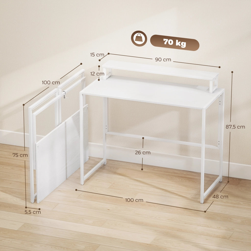 Scrivania Computer con Monitorhalterung ¨C zephmum ¨C Grigio 100x48x87.5 cm