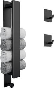 Sostegno per asciugamani senza perforazione - adesivo - 2 pezzi - nero opaco - 40 cm