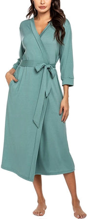 Kimono da camera lungo per donne luce verde chiaro saunaja con kimono da camera morbido per donne notte lunga