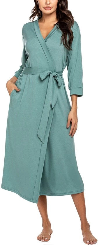 Kimono da camera lungo per donne luce verde chiaro saunaja con kimono da camera morbido per donne notte lunga