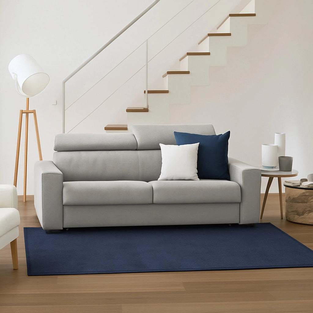 Divano fisso Aggius, Divano a 2 posti Large, Made in Italy, SofÒ  Soggiorno, in tessuto imbottito, con poggiatesta regolabili e Braccioli slim, cm 200x95h85, Grigio