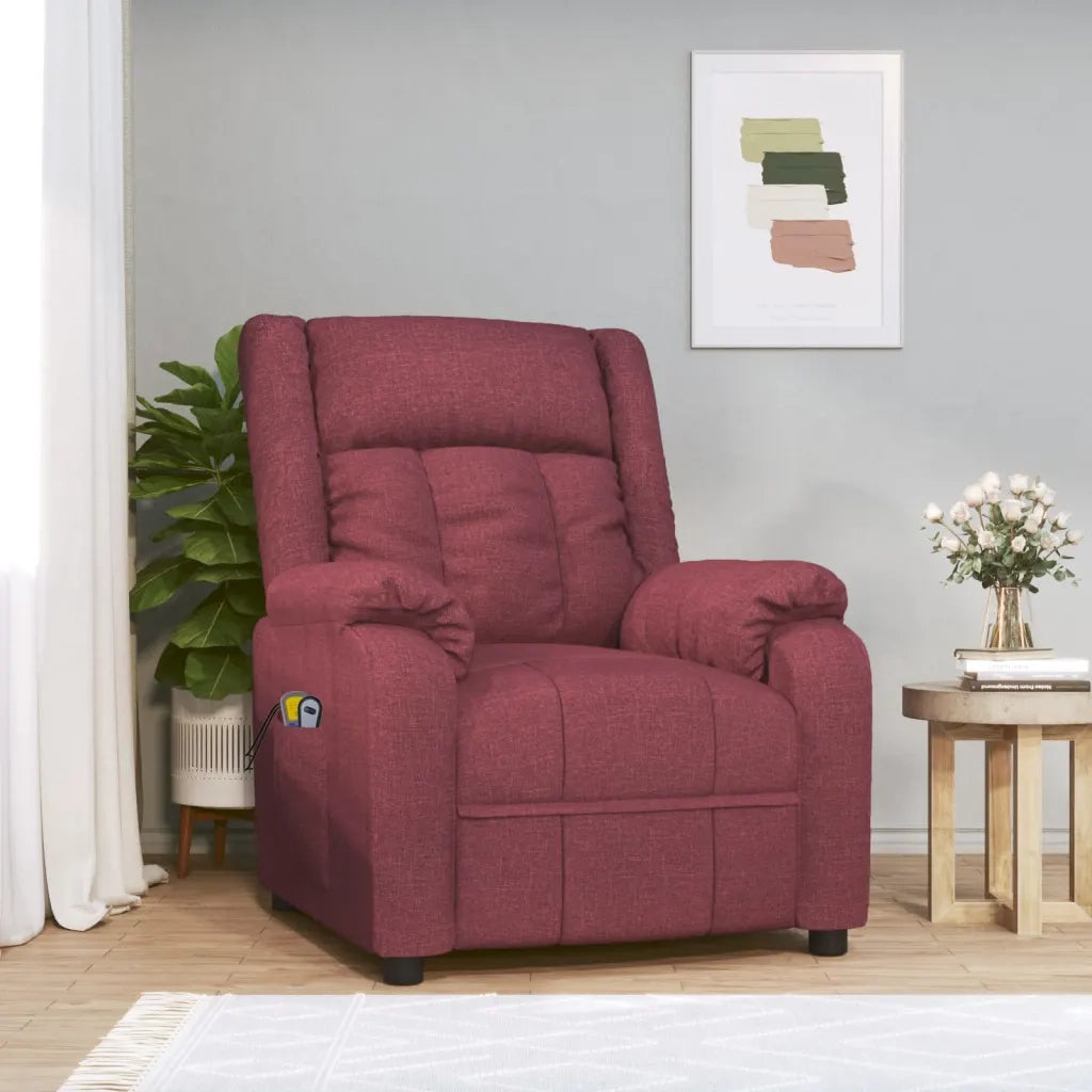 Poltrona Massaggiante Elettrica Rosso Vino in Tessuto 3143582